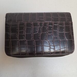 Mundi Mundex Personal Daily Planner Organizer Note Pad Brown Croc Embossed Zip